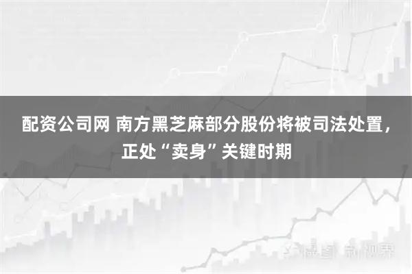配资公司网 南方黑芝麻部分股份将被司法处置，正处“卖身”关键时期